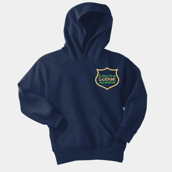 LLA Elementary - NAVY - Youth Core Fleece Pullover Hooded Sweatshirt Thumbnail